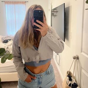 Cropped lilac denim jacket